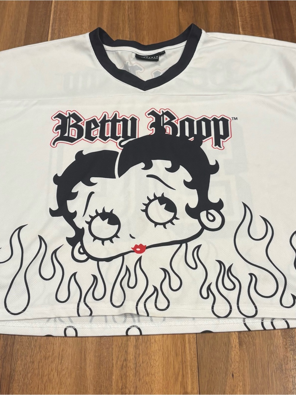 Betty Boop Kids' White Graphic Tee with Black Trim
